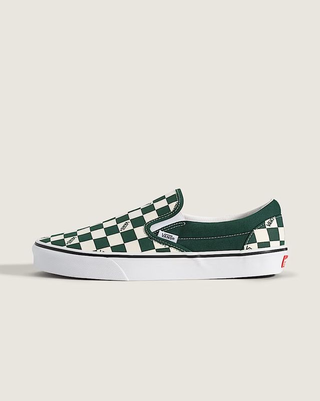 Classic Slip On Vans Check-  Emerald