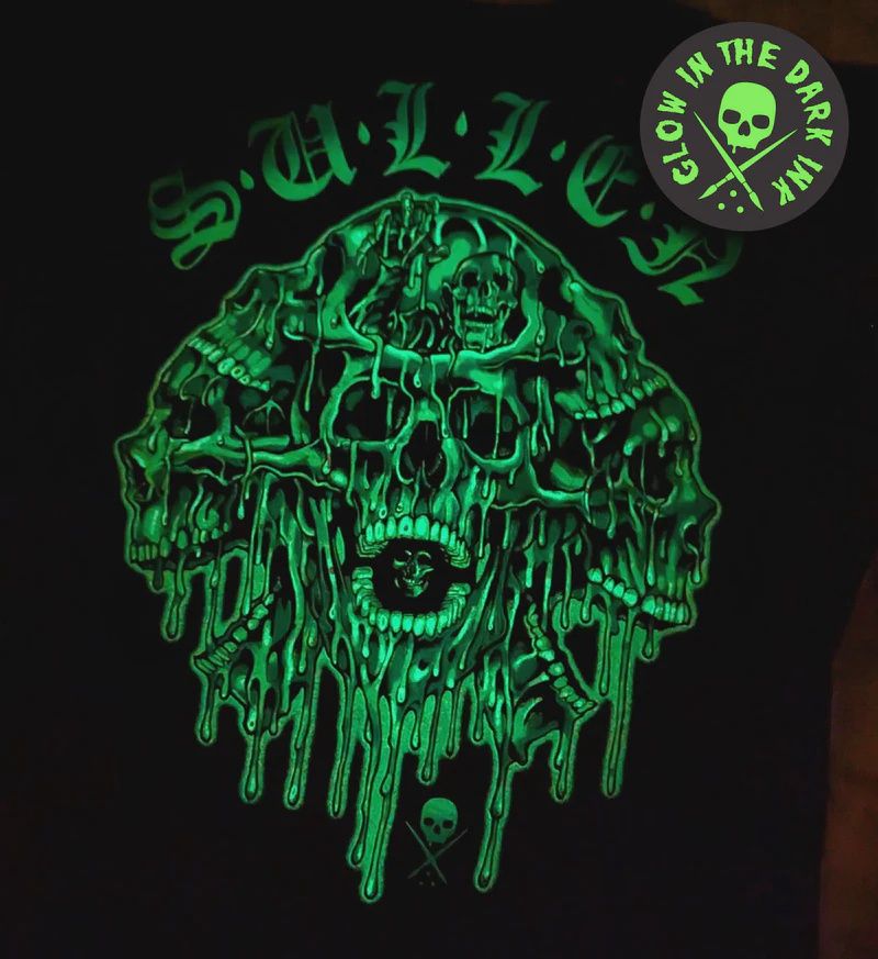 Sullen Melting Skull L/S Tee - Jet Black Lime, Size: S