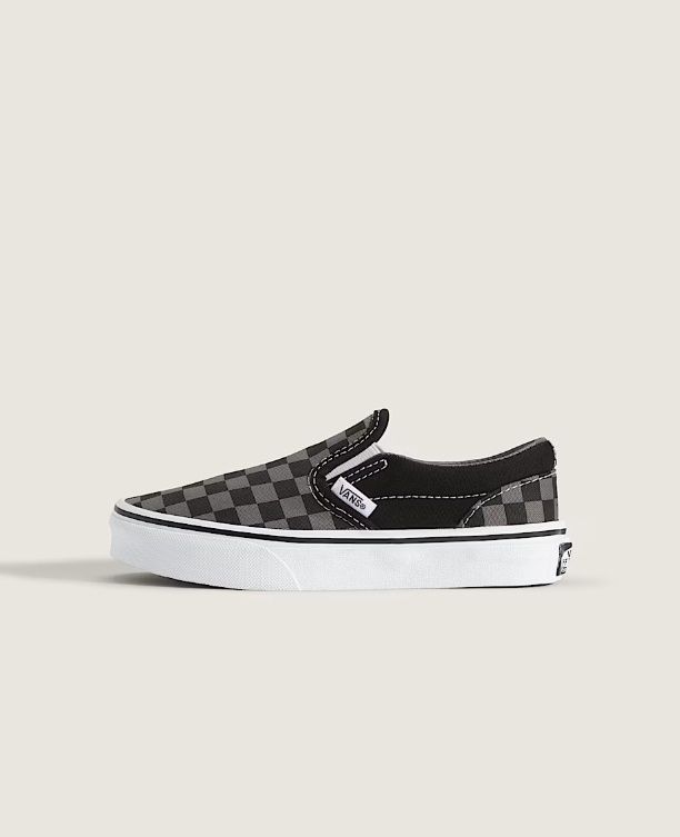 VANS KIDS CLASSIC SLIP ON BLK/CHAR CHECK, Size: 1