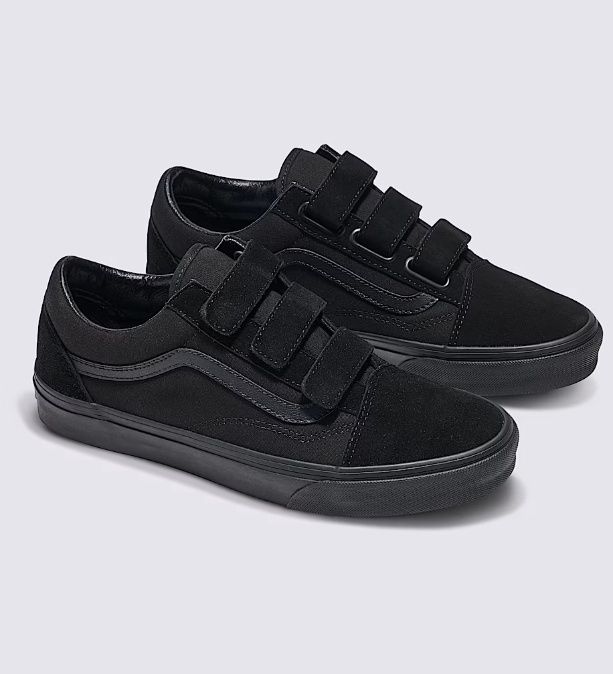 Vans Old Skool V Black/ Black Velcro