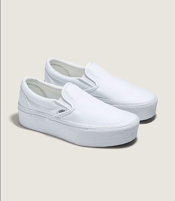 Vans Classic Slip-On Platform White on White