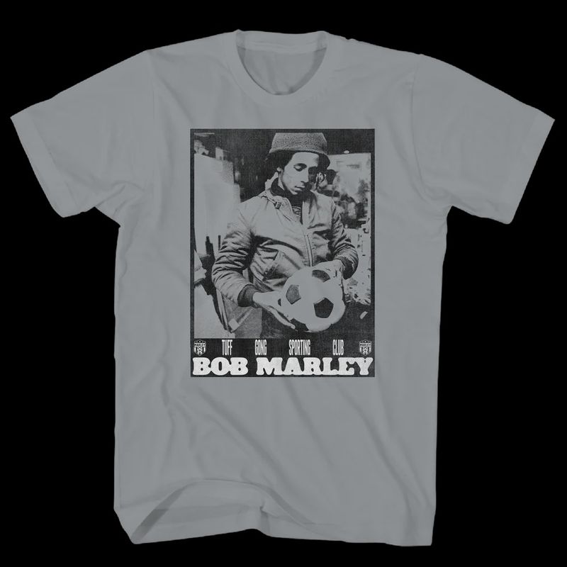 Bob Marley Soccer Phot Gray T shirt