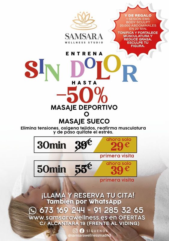 Masaje Deportivo 30' y de Regalo prueba Body Sculpt gratis