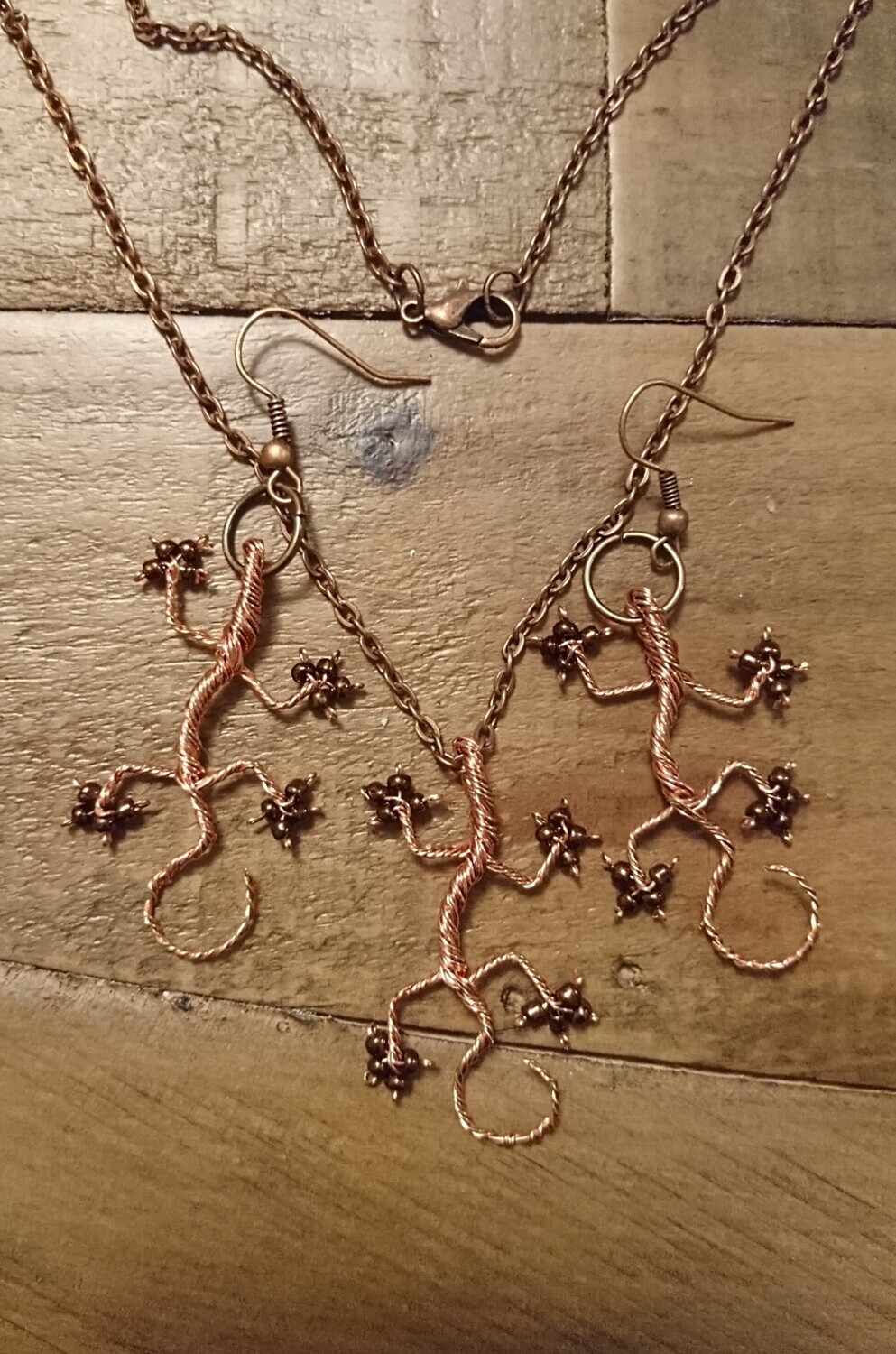 Copper lizard set