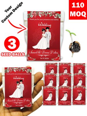 Personalized Paper Pouch Seed Balls Return Gift for Wedding | Pack of 3 Seed Balls