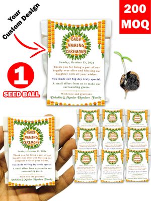 Personalized Paper Pouch Seed Balls Return Gift for Naming Ceremony | Pack of 1 Seed Ball