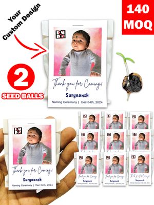 Personalized Paper Pouch Seed Balls Return Gift for Naming Ceremony | Pack of 2 Seed Ball