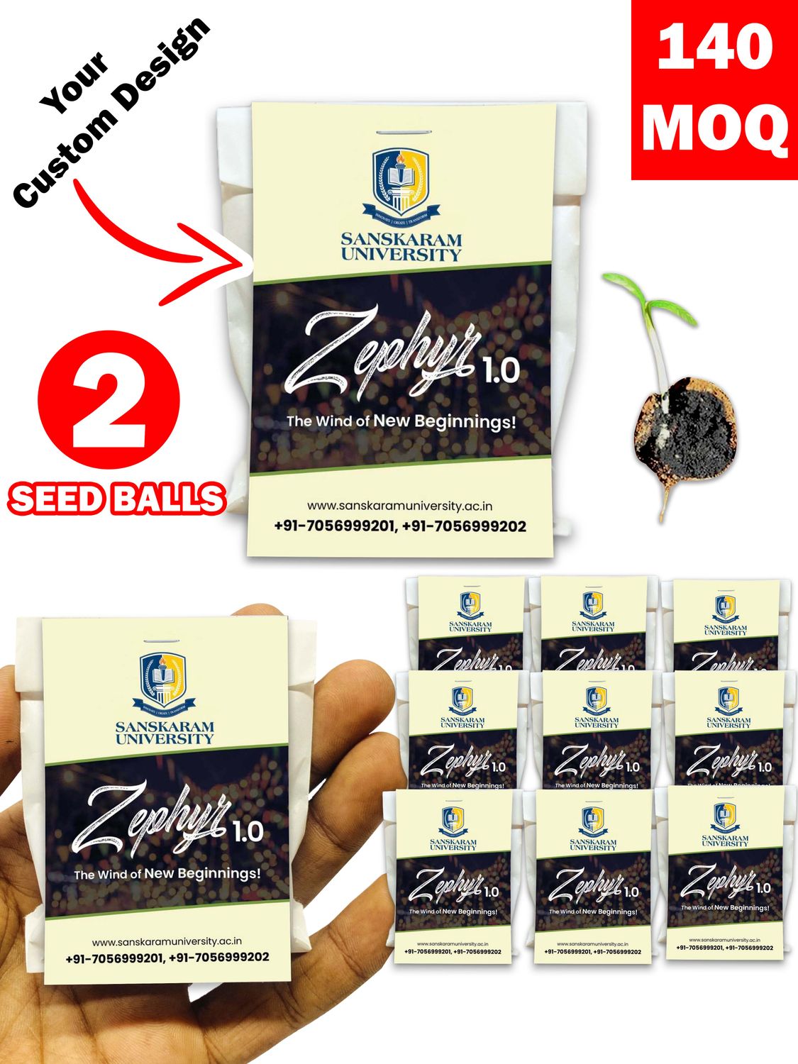 Personalized Paper Pouch Seed Balls Return Gift for Business Gifts | Pack of 2 Seed Ball