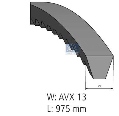 V-belt, L: 975 mm, W: 13 mm, AVX13X975