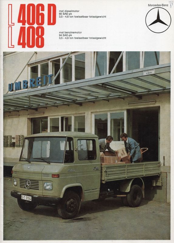Sales Full-Color Brochure 'Mercedes-Benz L406D-L408' (Dutch)