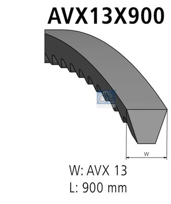 V-belt, L: 900 mm, W: 13 mm, AVX13X900