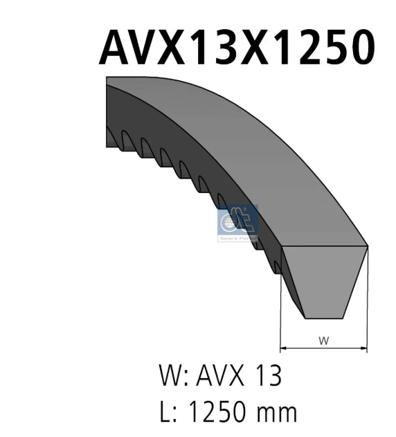 #027 V-belt,  L: 1250 mm, W: 13 mm, AVX13X1250