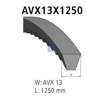 #027 V-belt,  L: 1250 mm, W: 13 mm, AVX13X1250