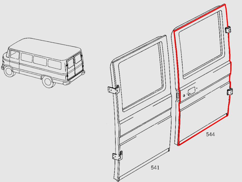 #463 Original Door seal for rear door, RIGHT HIGH