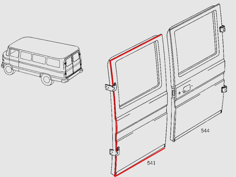 #455 Aftermarket Door seal for rear door, LEFT HIGH