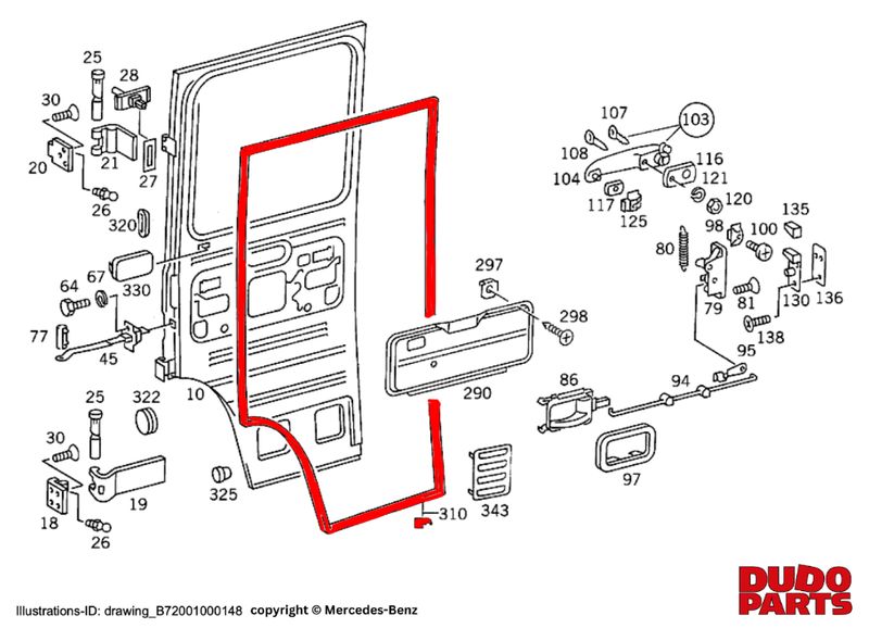 #310 Door seal RIGHT (passenger-side) HIGH Aftermarket
