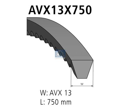 #015 V-belt,  L: 750 mm, W: 13 mm, AVX13X750
