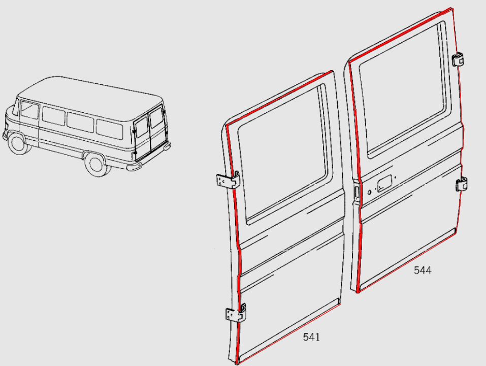 #455 &amp; #463  Aftermarket Door seal SET for rear doors, LEFT &amp; RIGHT, HIGH