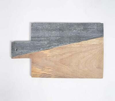 Colorblock Gray Stone & Wood Chopping Board