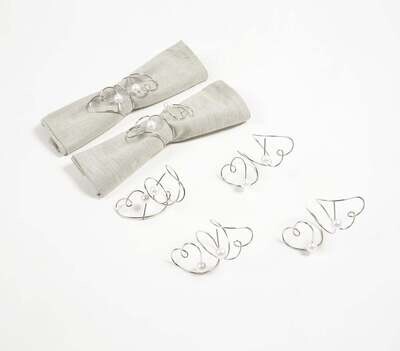 Heart-Coiled Pearl Napkin Rings (Set of 6)