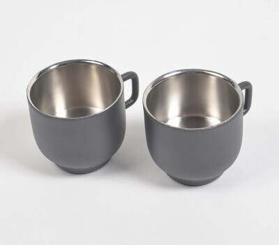 Matte Black Stainless Steel Tea Cups (Set of 2)