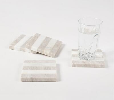 Hand-Cut Striped Marble Coasters (Set of 4)