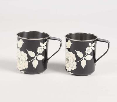 Hand-Painted Stainless Steel Mugs (Set of 2)