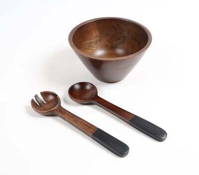 Earthy Turned Wooden Bowl & Spoons