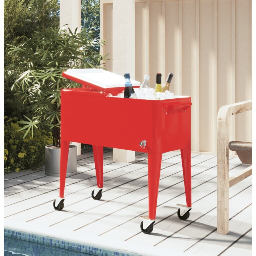 Candy-Apple Red Cooler Cart with Wheels