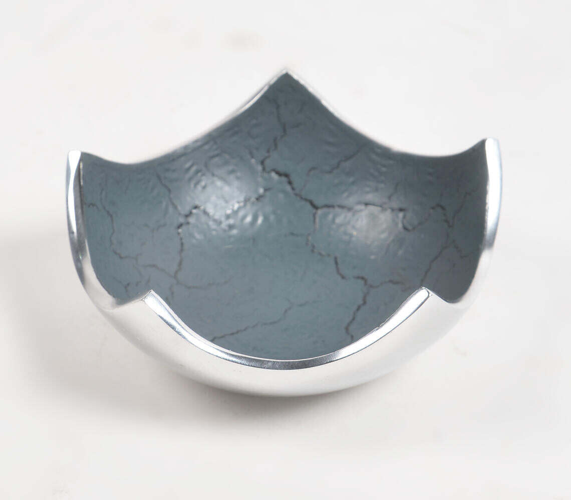 Textured Aluminum Grey Cracked Egg Bowl