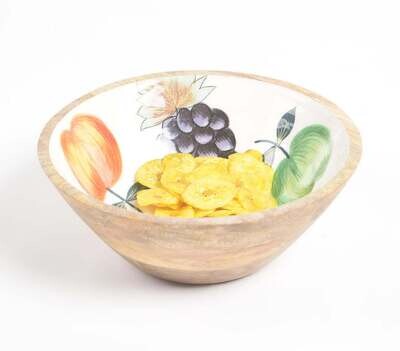 Hand Painted Statement Wooden Fruit Bowl