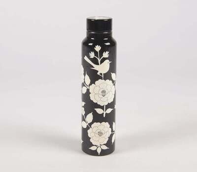 Hand Painted Stainless Steel Floral Bottle
