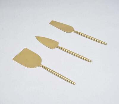 Stainless Steel Gold-Toned Cheese Server Set (Set of 3)