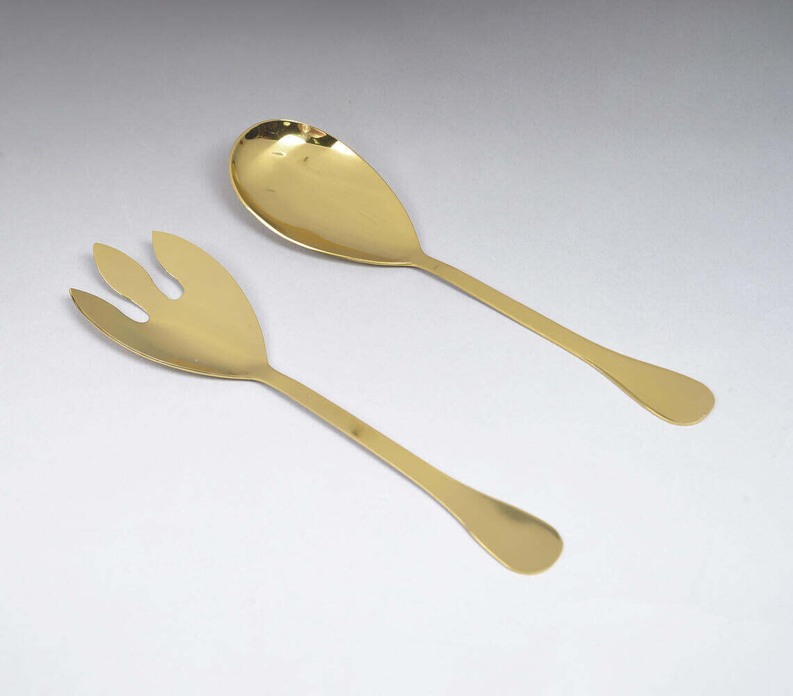 Gold-Toned Stainless Steel Classic Salad Servers (Set of 2)