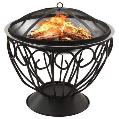 2-in-1 Fire Pit and BBQ with Poker - Lotus