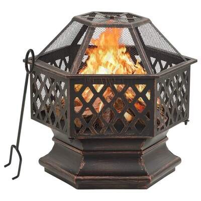 Rustic Diamond Framed Fire Pit with Poker
