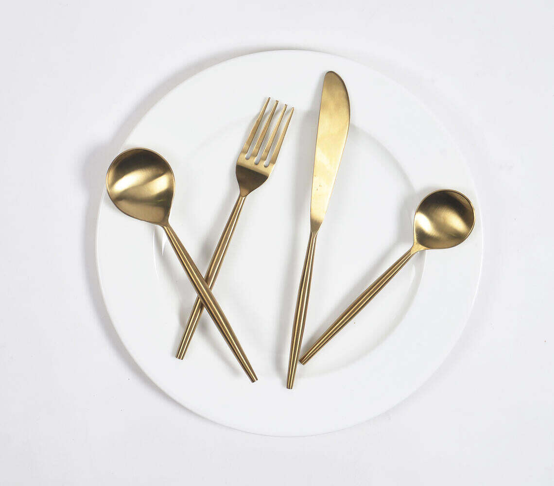 Golden-Toned Stainless Steel Cutlery Set ( A Single Set of 4)