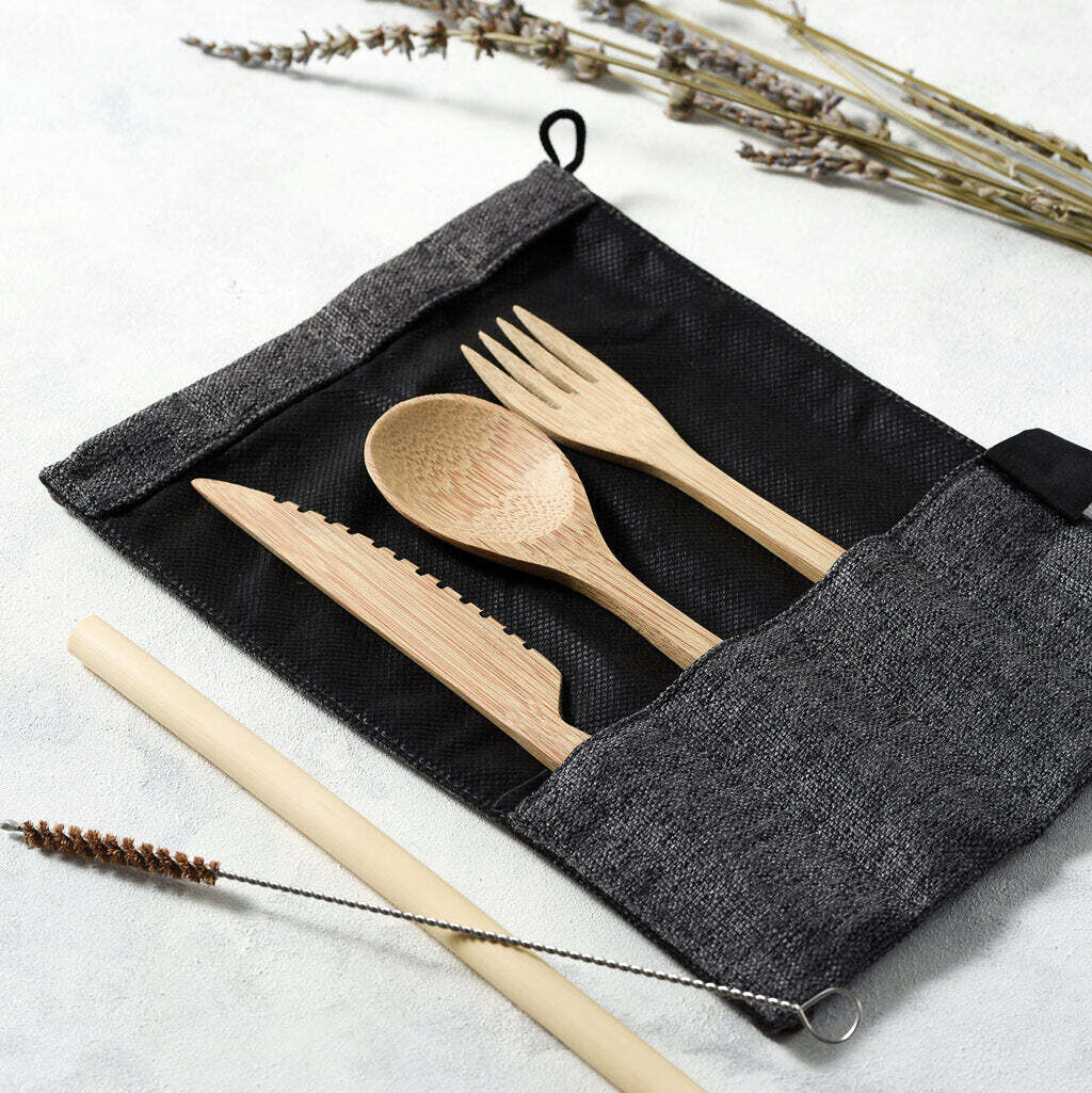 Bamboo Cutlery Set (A Single Set of 6 Pieces)
