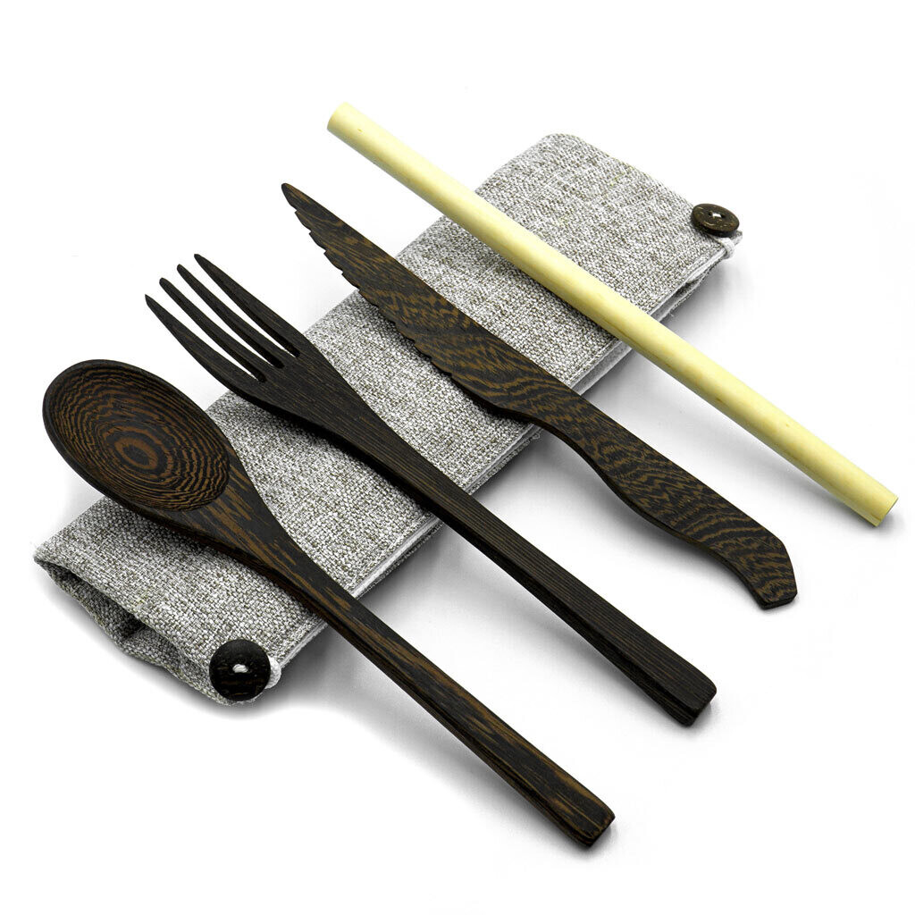 Eco-Friendly Dark Wood Cutlery Set (A Single Set of 6 Pieces)