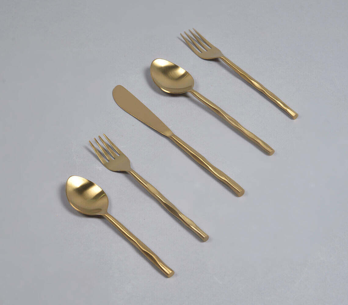 Hand Beaten Gold Cutlery Set (A Single Set of 5)