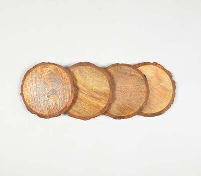 Wooden Log Coasters (Set of 4)