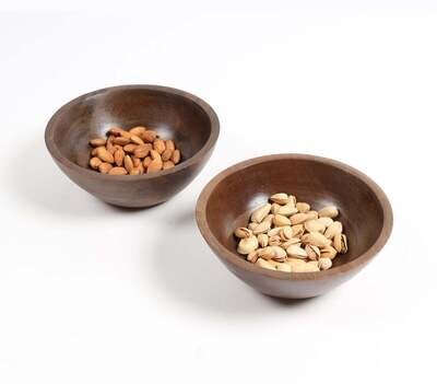 Earthy Wooden Nut Bowls (Set of 2)