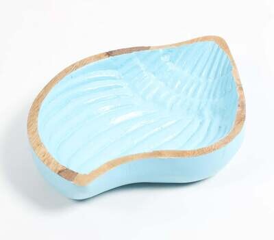 Hand-Carved Wooden Blue Shell Serving Platter