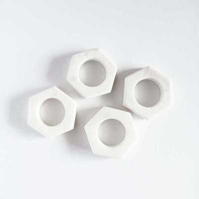 White Marble Geometric Napkin Holders (Set of 4)