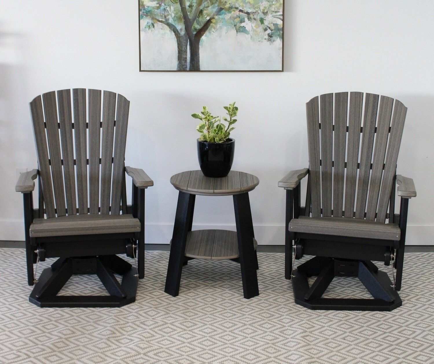 Poly Fanback Swivel Glider Set