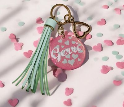 Pink with Green Hearts