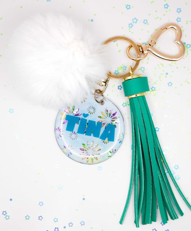 💚Tie Dye Glitter Custom Name Keychain