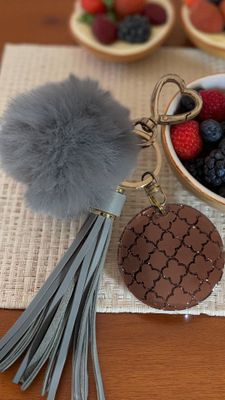 ✨ Copper Quatrefoil  Acrylic Keychain with Tassel &amp; Pom