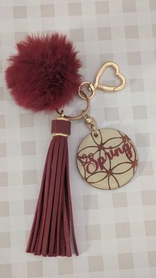 🍄‍🟫 Taupe  Luxe Acrylic Keychain with Tassel &amp; Pom