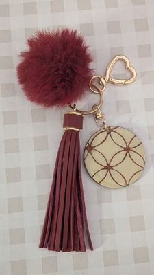 🍄‍🟫 Taupe  Luxe Acrylic Keychain with Tassel &amp; Pom